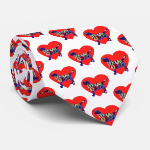 Labrador Retriever Dog Silhouette Valentine White Neck Tie