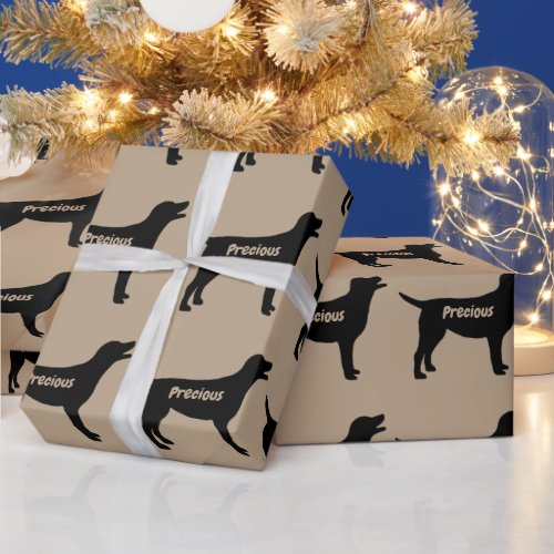 Labrador Retriever Dog Silhouette Wrapping Paper