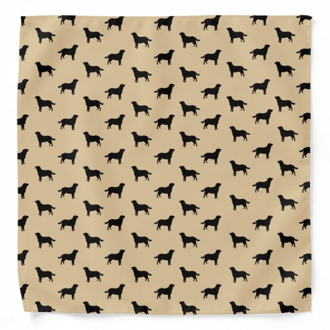 Labrador Retriever Dog Silhouettes Pattern Beige Bandana (Front)