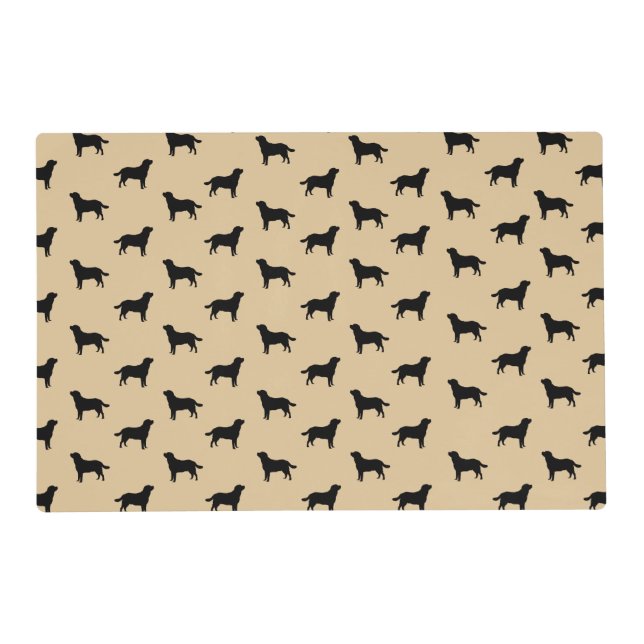 Labrador Retriever Dog Silhouettes Pattern Beige Placemat (Front)