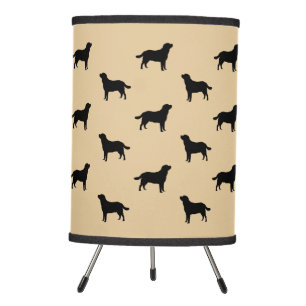 Labrador Retriever Dog Silhouettes Pattern Beige Tripod Lamp