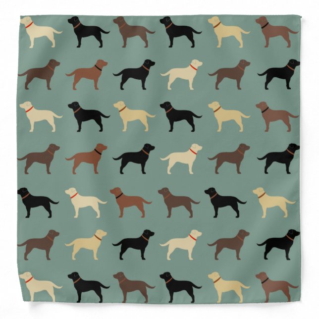 Labrador Retriever Dog Silhouettes Pattern Labs Bandana (Front)