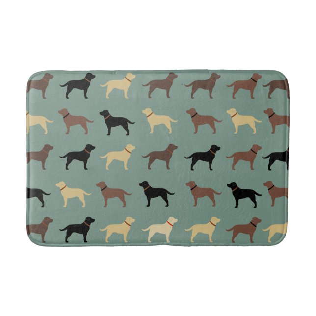 Labrador Retriever Dog Silhouettes Pattern Labs Bath Mat (Front)