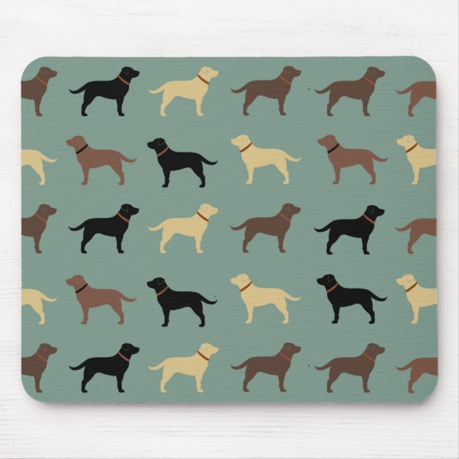 Labrador Retriever Dog Silhouettes Pattern Labs Mouse Pad (Front)