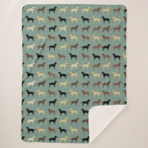 Labrador Retriever Dog Silhouettes Pattern Labs Sherpa Blanket
