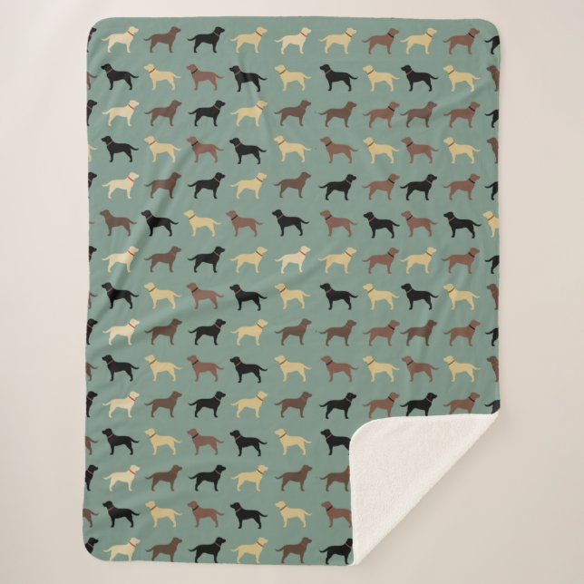 Labrador Retriever Dog Silhouettes Pattern Labs Sherpa Blanket (Front)
