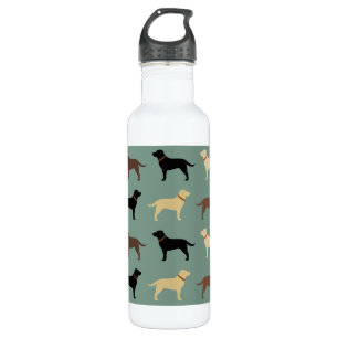Labrador Retriever Dog Silhouettes Pattern Labs Stainless Steel Water Bottle