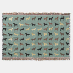 Labrador Retriever Dog Silhouettes Pattern Labs Throw Blanket