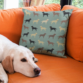 Labrador Retriever Dog Silhouettes Pattern Labs Throw Pillow by jennsdoodleworld at Zazzle