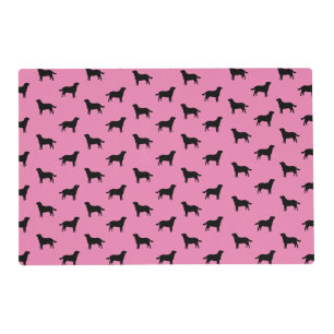 Labrador Retriever Dog Silhouettes Pattern Pink Placemat