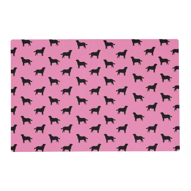 Labrador Retriever Dog Silhouettes Pattern Pink Placemat (Front)