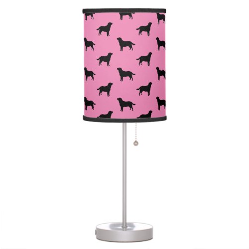 Labrador Retriever Dog Silhouettes Pattern Pink Table Lamp