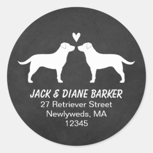 Labrador Retriever Dog Silhouettes Return Address Classic Round Sticker