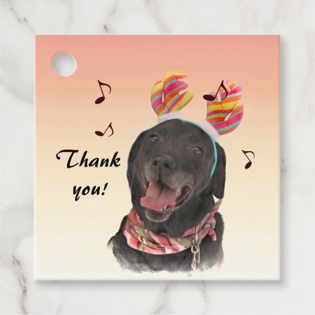 Labrador Retriever Dog Sings Thank You Favor Tags (Front)