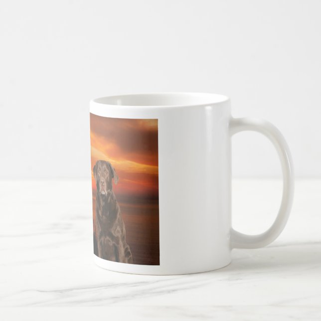 Labrador Retriever Dog Sitting beside Sunset Coffee Mug (Right)