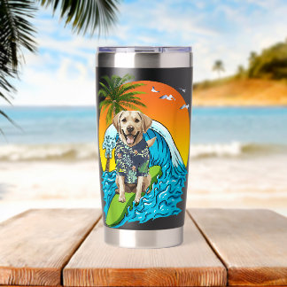 Labrador Retriever Dog Surfing Surfer Hawaii Summe Insulated Tumbler