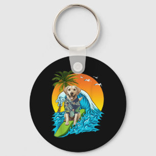 Labrador Retriever Dog Surfing Surfer Hawaii Summe Keychain