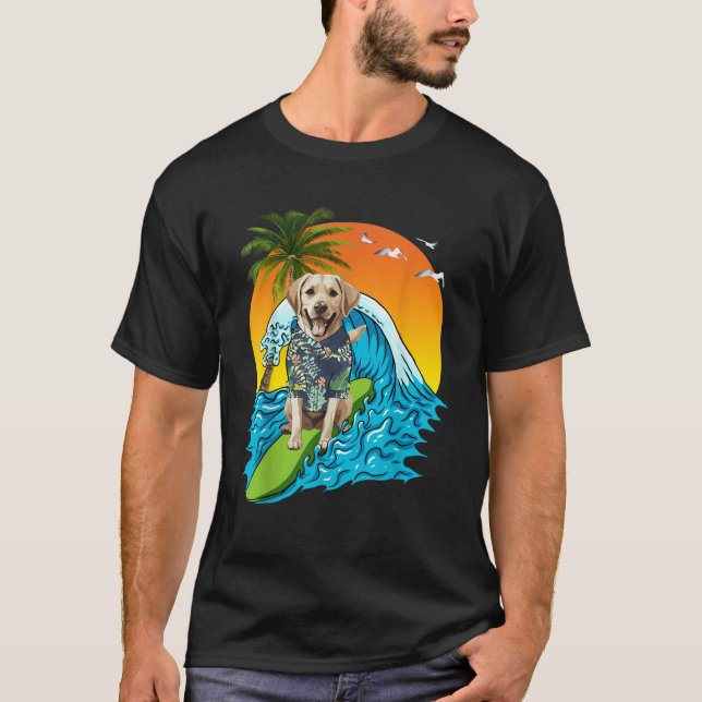 Labrador Retriever Dog Surfing Surfer Hawaii Summe T-Shirt (Front)