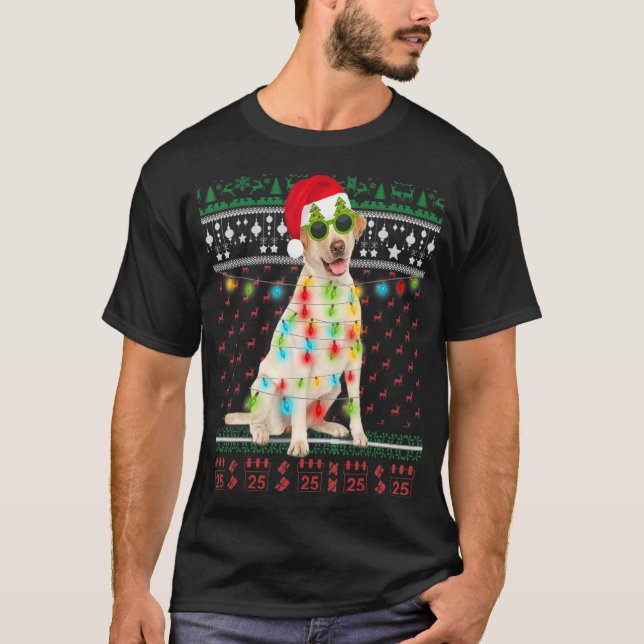 Labrador Retriever Dog Ugly Christmas Lights Xmas  T-Shirt (Front)