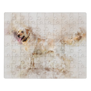 Labrador Retriever Dog Watercolor Portrait 05 Jigsaw Puzzle