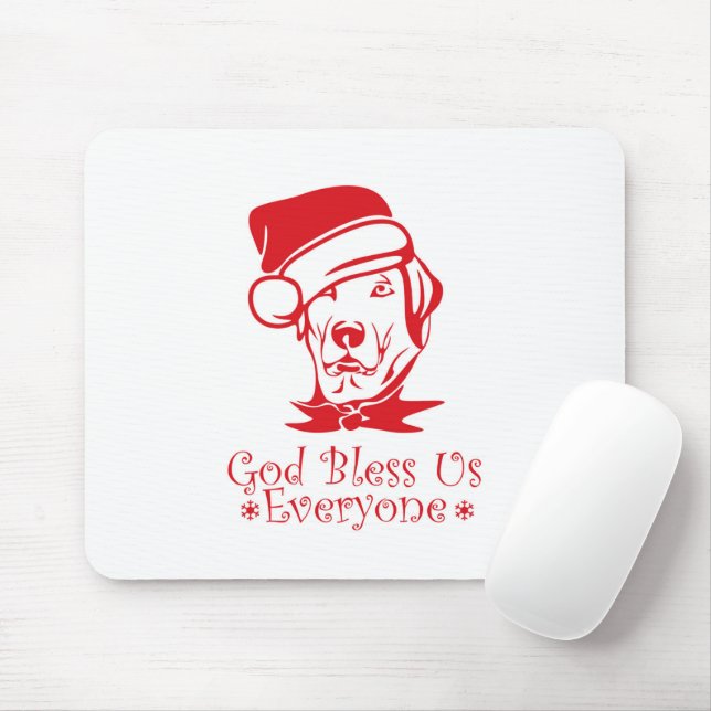 Labrador retriever dog wearing Santa Claus hat Mouse Pad (With Mouse)
