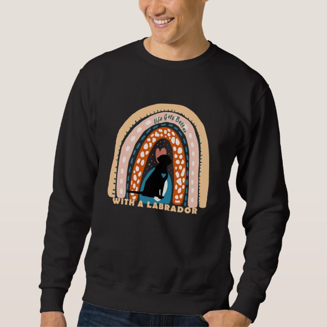 Labrador Retriever Dog With Patterned Rainbow 1 Sweatshirt (Front)