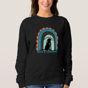 Labrador Retriever Dog With Patterned Rainbow Sweatshirt