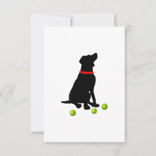 labrador retriever dog with yellow lab tennis ball RSVP card