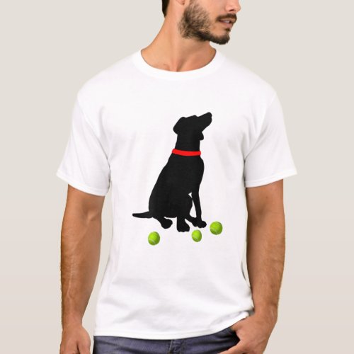 Labrador Retriever Dog with Yellow Lab Tennis Ball T_Shirt