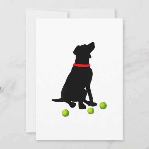 labrador retriever dog with yellow lab tennis ball thank you card