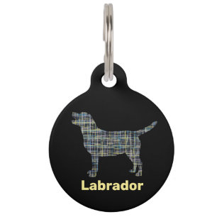 Labrador Retriever Dog Yellow & Blue Grid Lines Pet ID Tag