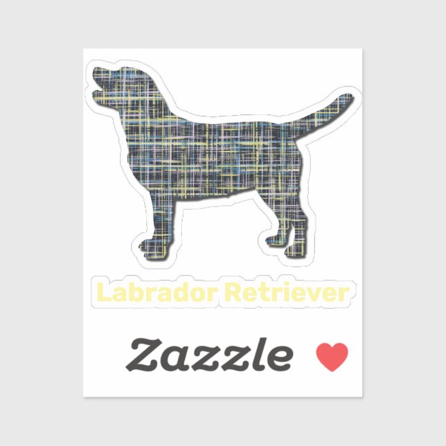 Labrador Retriever Dog Yellow & Blue Grid Sticker (Sheet)