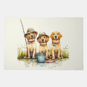 Labrador Retriever Dogs Fishing Doormat
