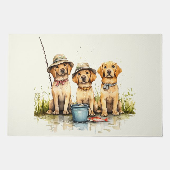 Labrador Retriever Dogs Fishing Doormat (Front)