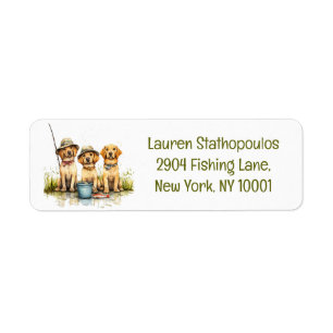 Labrador Retriever Dogs Fishing Label