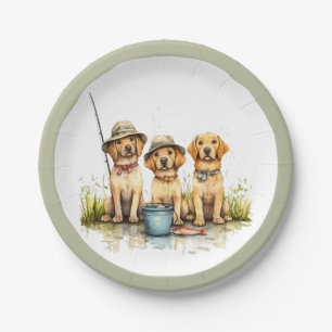 Labrador Retriever Dogs Fishing Paper Plates