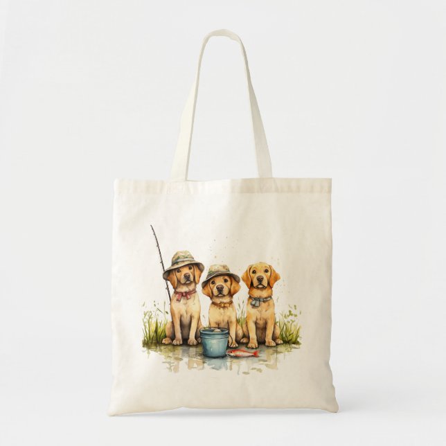 Labrador Retriever Dogs Fishing Tote Bag (Front)