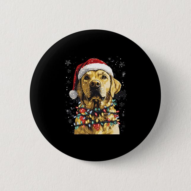 Labrador Retriever Dogs Tree Christmas Sweater Xma Button (Front)