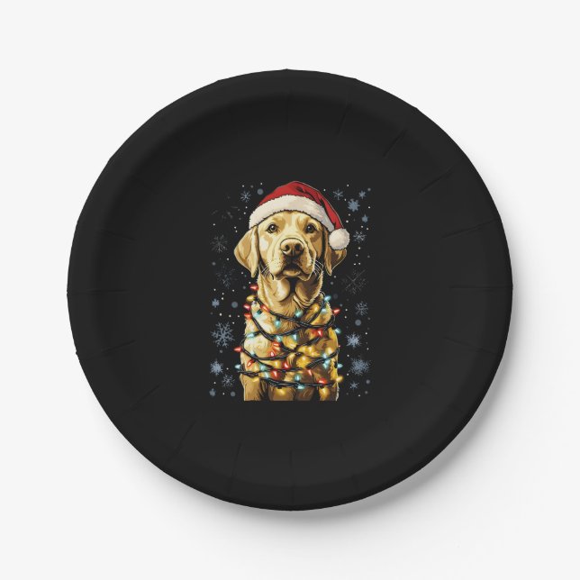 Labrador Retriever Dogs Tree Christmas Sweater Xma Paper Plates (Front)