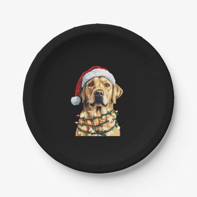 Labrador Retriever Dogs Tree Christmas Sweater Xma Paper Plates (Front)