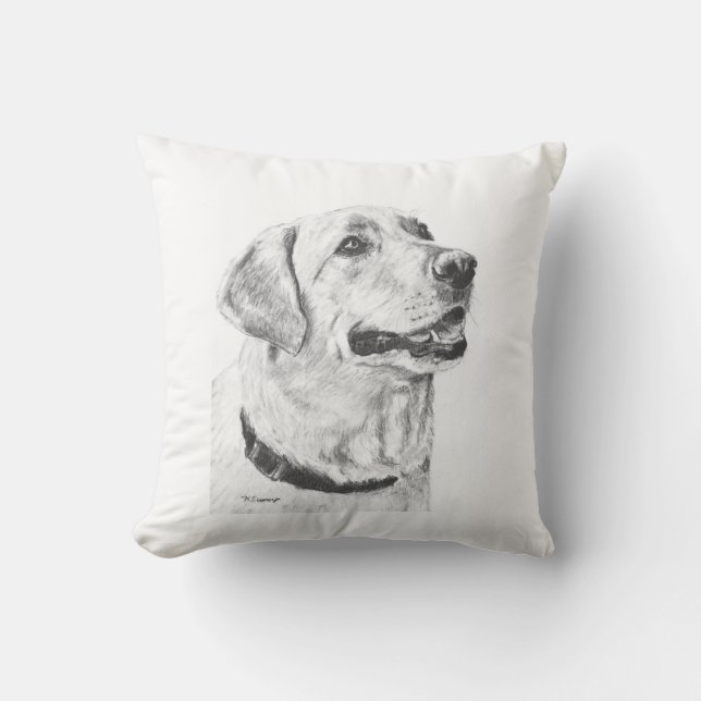 Labrador Retriever Drawing Throw Pillow (Front)