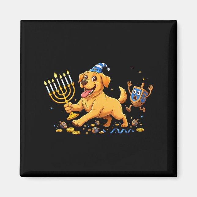 Labrador Retriever Dreidel Menorah Hanukkah Kids W Magnet (Front)