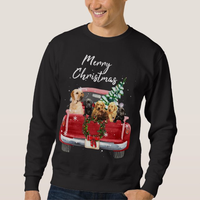 Labrador retriever family Truck Christmas Pajama Sweatshirt (Front)