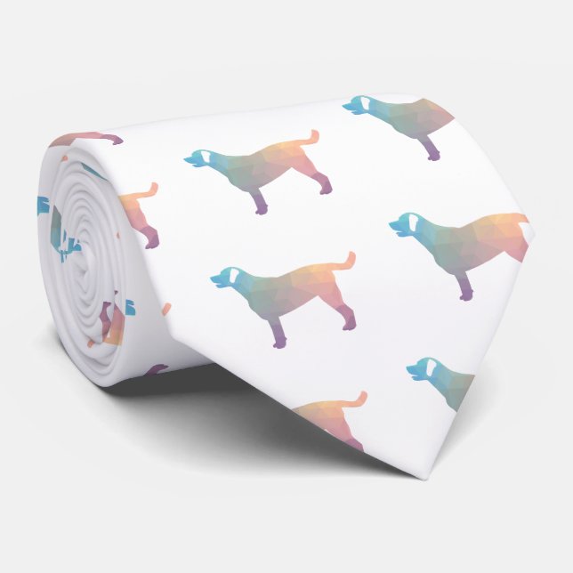 Labrador Retriever Geometric Pattern Silhouette Neck Tie (Rolled)