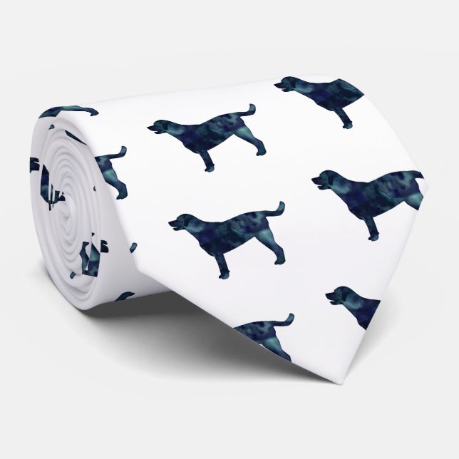 Labrador Retriever Geometric Pattern Silhouette Neck Tie (Rolled)