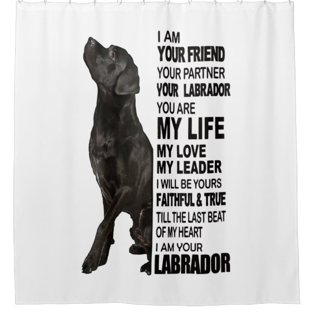 Labrador Retriever Gifts  Black Lab Face Picture Shower Curtain (Front)