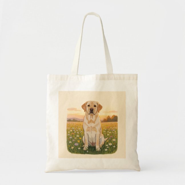 Labrador Retriever Golden hour meadow Tote Bag