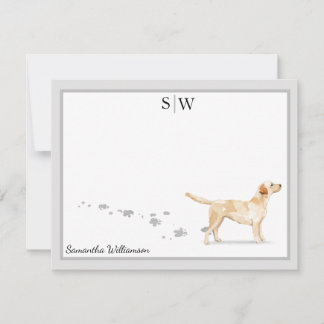 Labrador Retriever Gray Border Monogram Custom Note Card