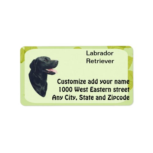 Labrador Retriever  Green Leaves Design Label