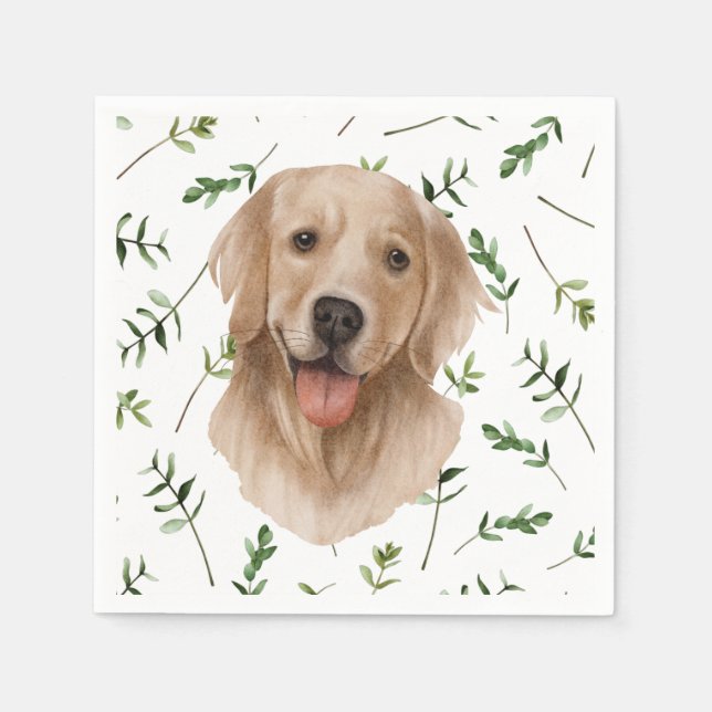 Labrador Retriever Greenery Boho Baby Shower Napkins (Front)